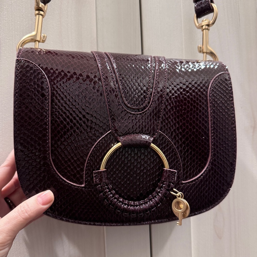 See by Chloe Hana Small Leather Python Burgundy Cross-body Bag NWT